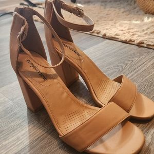 Tan Heeled Sandals
